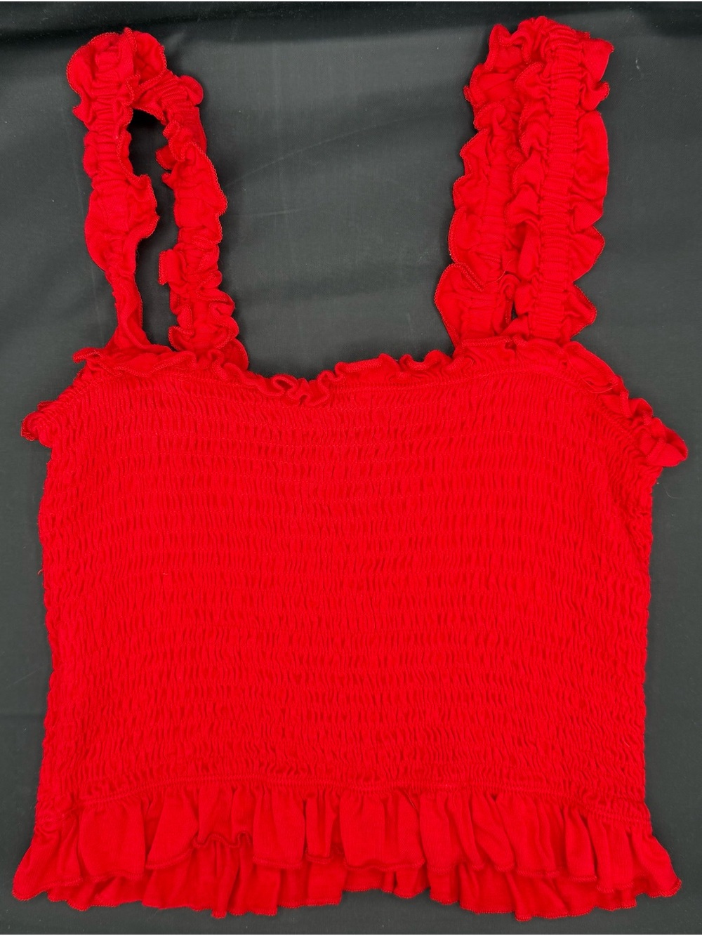 Red Smocked Ruffle Tank - Picture 2 of 3